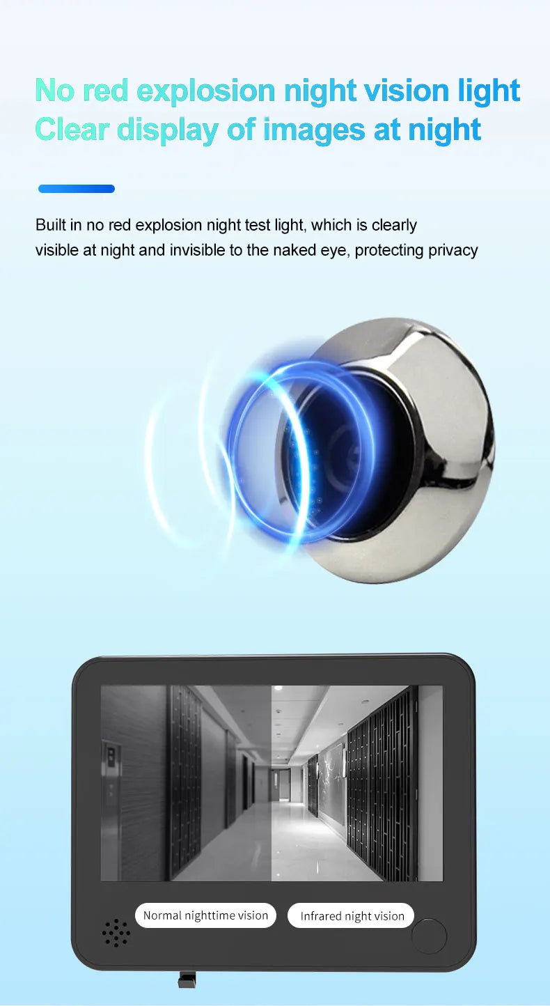 Danmini Digital Door Peepholes 4.3 Door Bell Visual Doorbell Security Camera Outdoor Housing Wireless Bell HD Peephole Camera