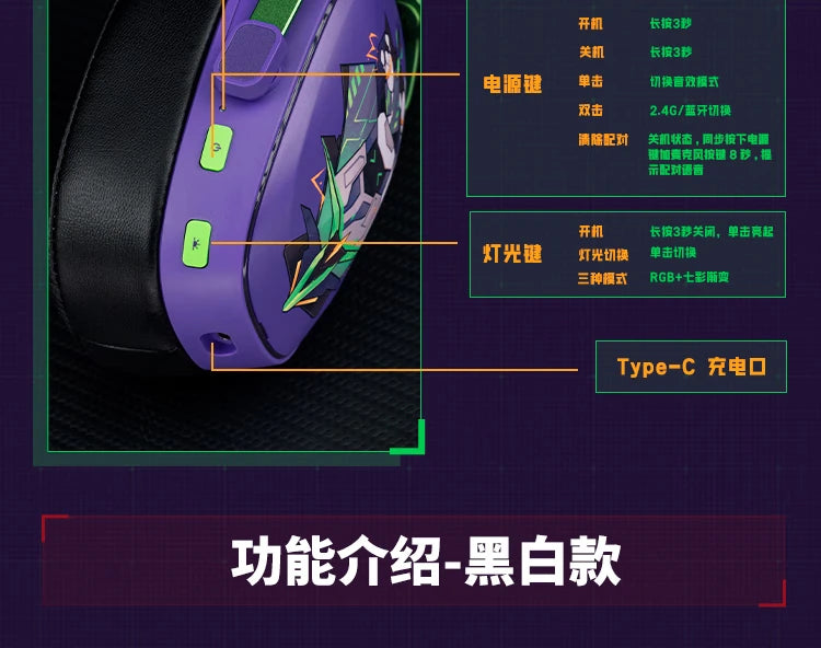 Tidesmit VK S1 Wireless Gaming Headset: Low Latency 15ms Audio Tidesmit