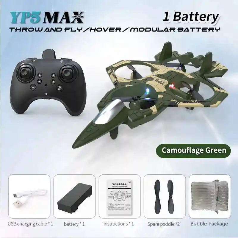 Remote Control Stunt Plane 4-Channel UAV - YP5 Stable Hover Model YP5-Green Tidesmit