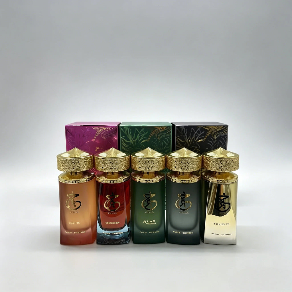 Paris Corner Intense Series EDP: 100ml premium unisex Arabian perfumes in elegant bottles with gold textured caps.