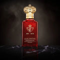 Clive Christian Matsukita 50ml EDP: Elegant red bottle, crown cap. Jasmine, rose, sandalwood, amber, musk scent.