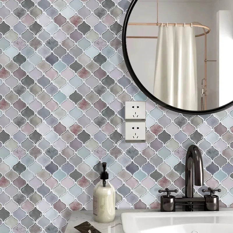 5/10PCS Self Adhesive Mosaic Vinyl Wall Tiles Stickers Wallpaper Gourd Shape 12X12Inch Brick Design for Kitchen Home Decoration