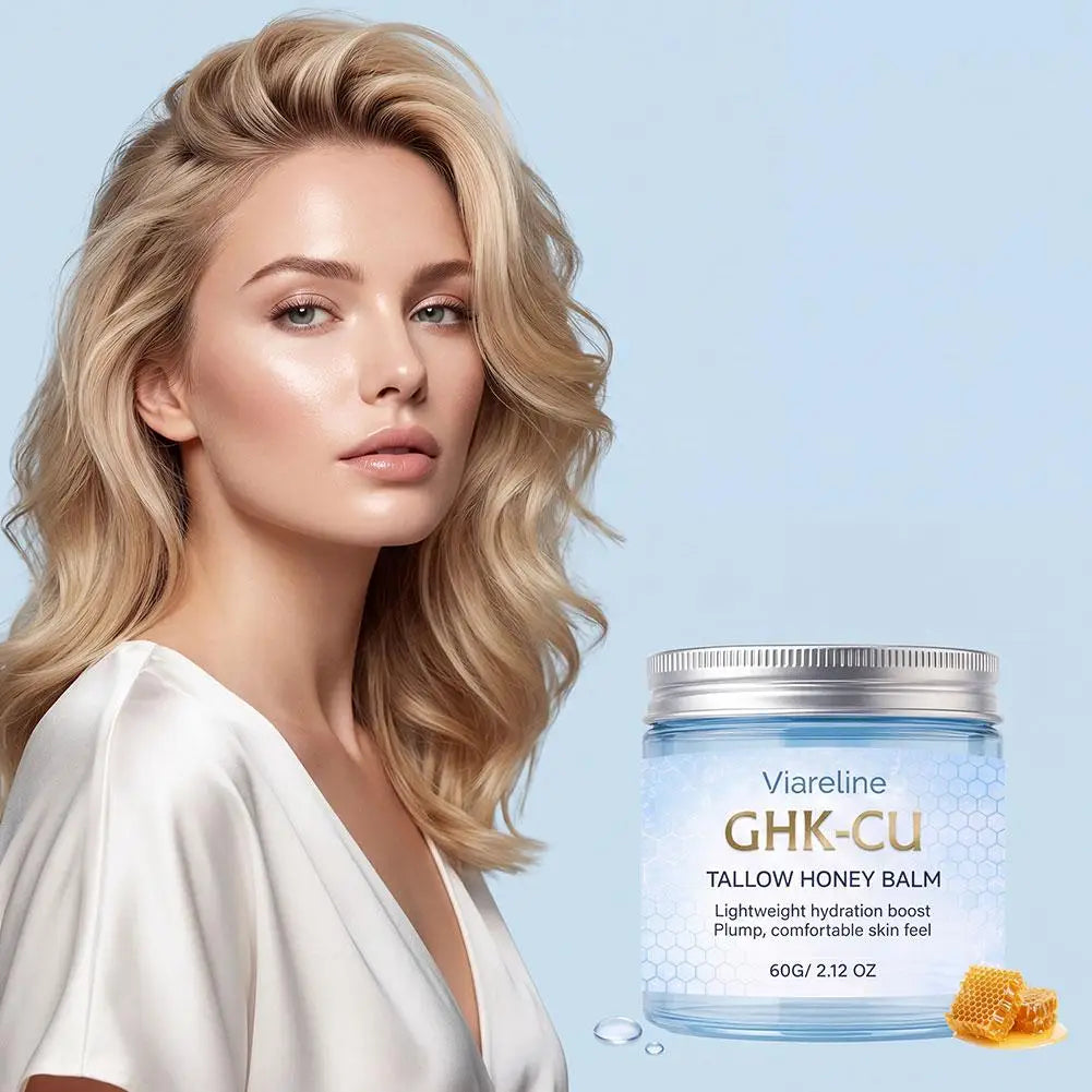 Viareline GHK‑CU Tallow Honey Moisturizing Balm, Copper Peptide Skin Barrier Repair Cream, Gentle Fast‑Absorbing Lotion