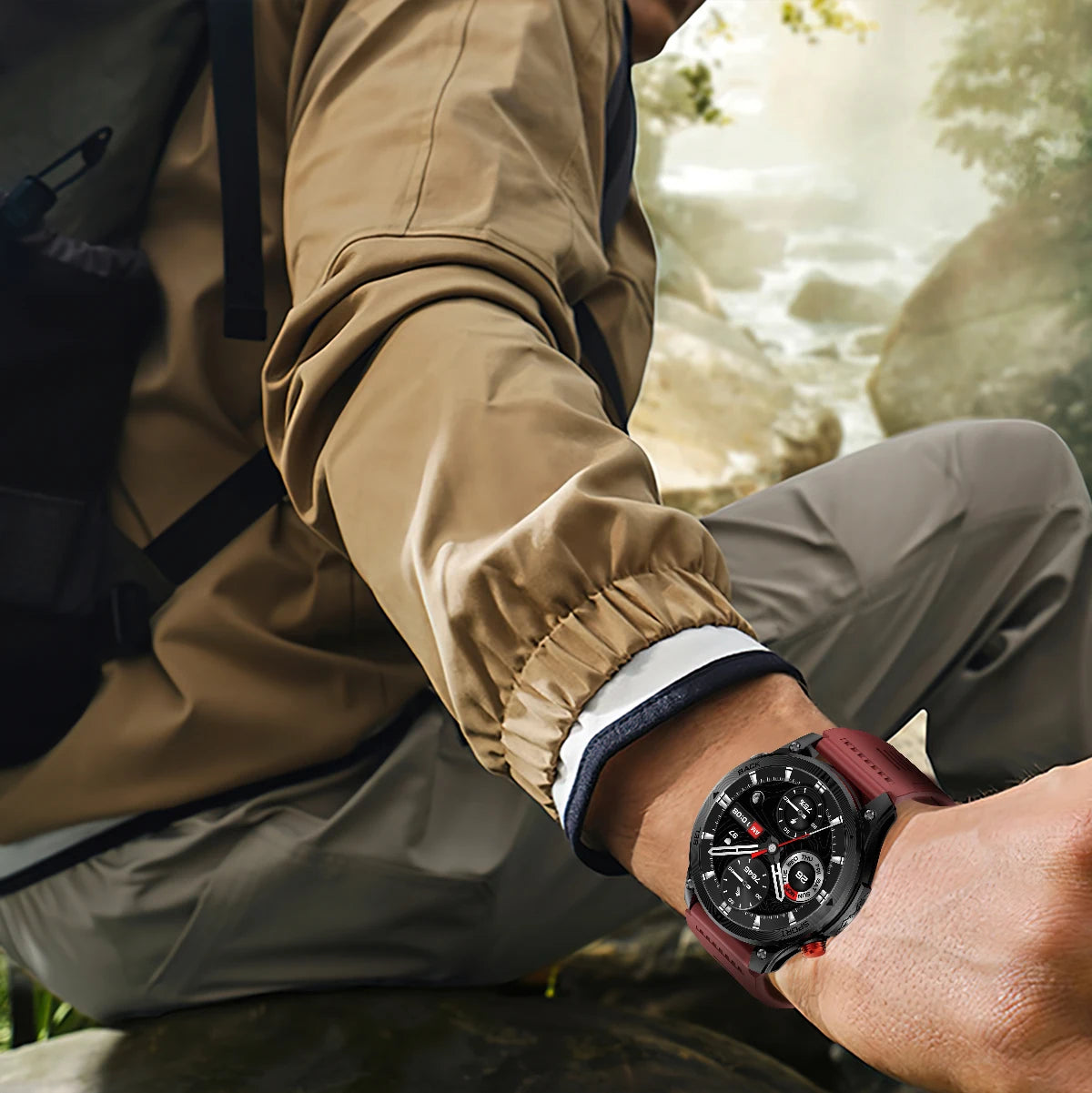 LIGE New Global Hiking Smart Watch 1.46''HD Screen 530mAh Battery GPS Path Track Outdoor Sport Fitness Waterproof Smartwatch Men
