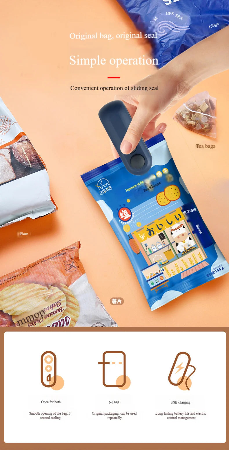 Vacuum Sealing Machine 2-in-1 Small Household Mini Sealing Tool Portable Hand Pressed Food And Snack Plastic Bag Sealing Machine