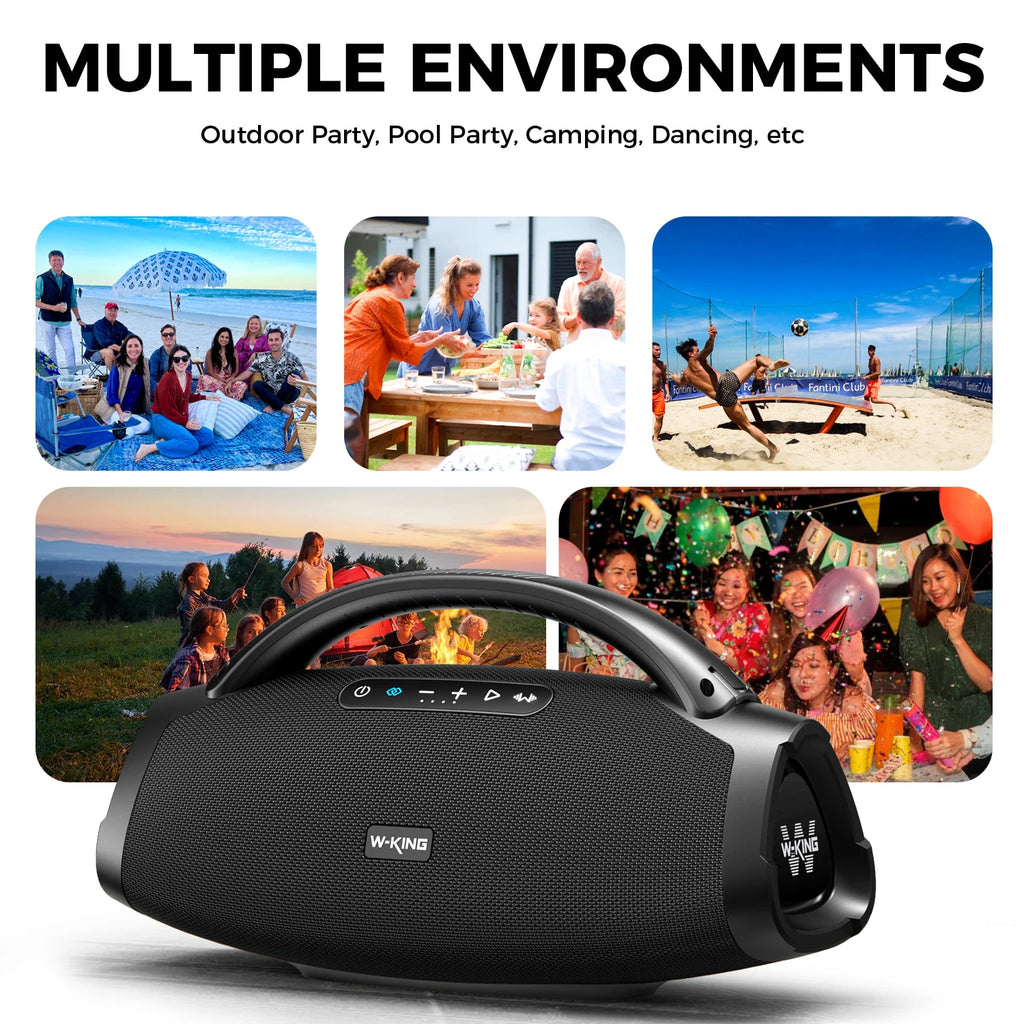 W-KING X20 200W RMS Portable Bluetooth Speakers, Massive Bass Party Boombox IPX7 Waterproof Speaker Large, Loud Outdoor Speaker