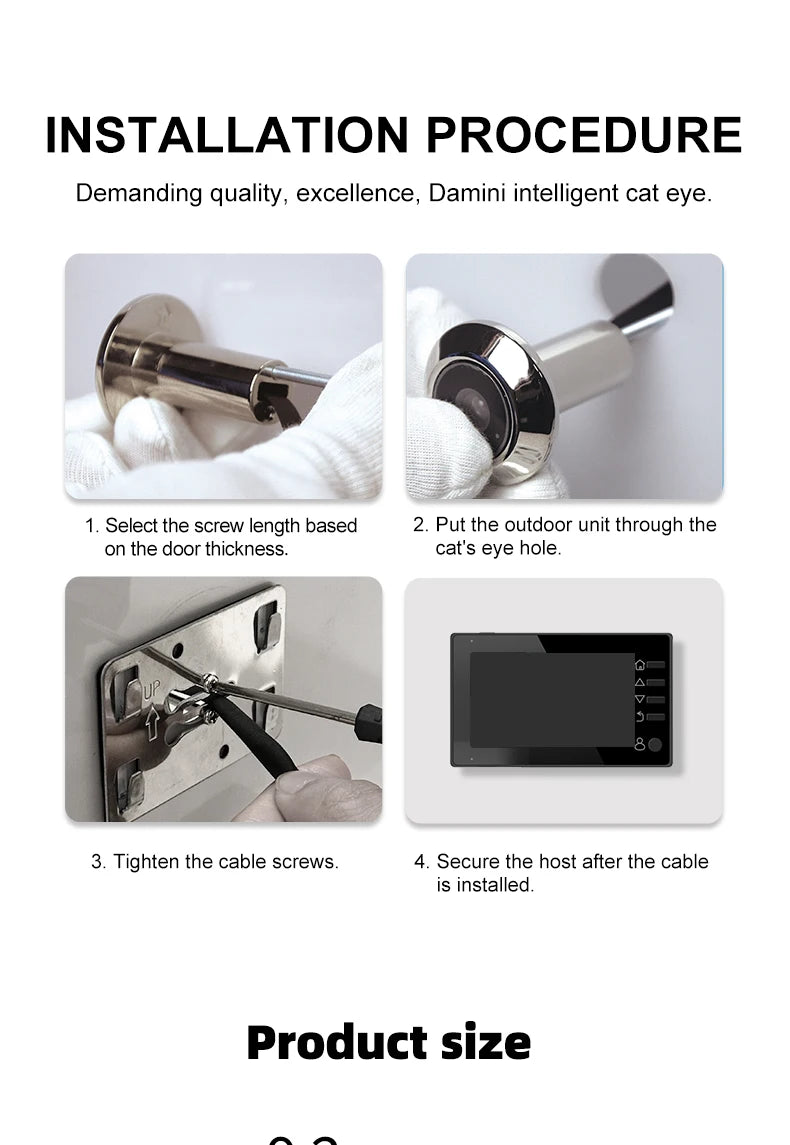 Danmini 4.3'' Electric Peephole 1MP 120° Wide-angle Security Camera Photograph Digital Cat Eye Doorbell Night Vision Door Viewer