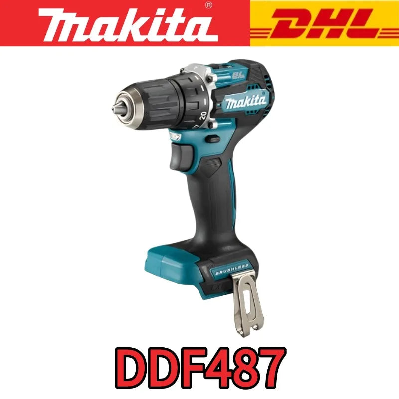 Makita DDF487 13mm Brushless Household 18V Lithium-ion Charging Impact Drill,high Torque Electric Screwdriver Makita 6.0AH BL1860 BL1850 BL184018V Battery