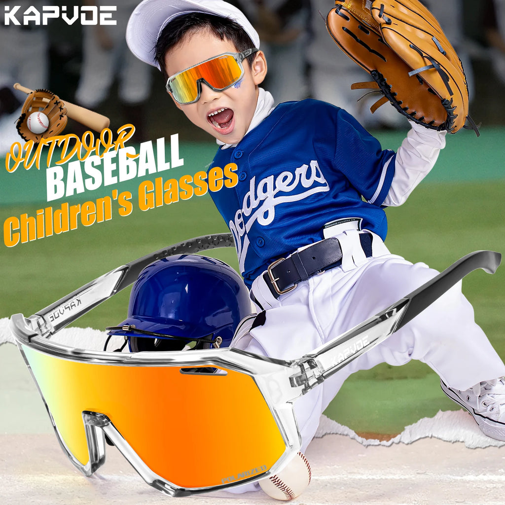 Kapvoe UV400 Polarized Outdoor Bike Cycling Child Sunglasses Teenagers Bicycle Cycling Glasses Sports Boys Girls Goggles Sale