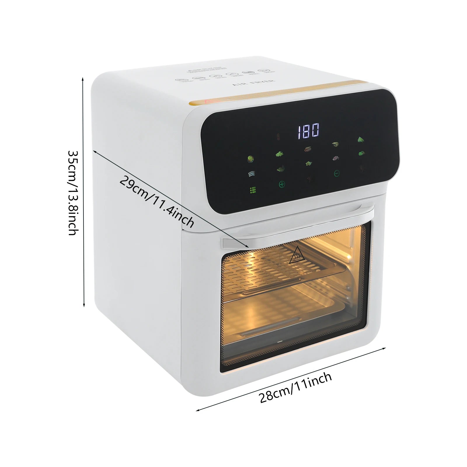 Air Fryer 10L 2.64Gal, Hot Air Fryer with Viewing Window & Touchscreen, 1350W 176-392°F for Family Meals