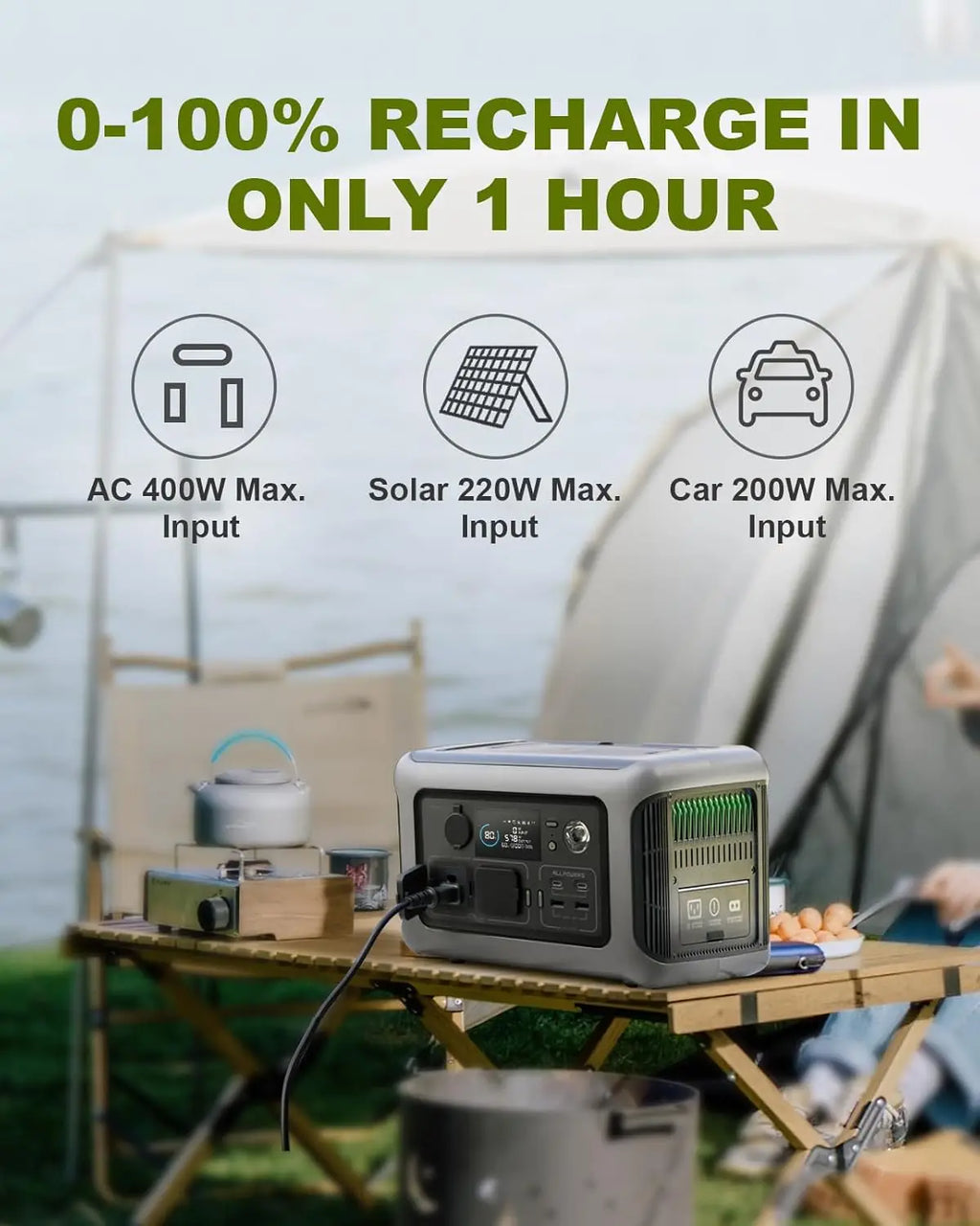 Portable Power Station 299Wh LiFePO4 with 100W Solar Panel Kit Tidesmit