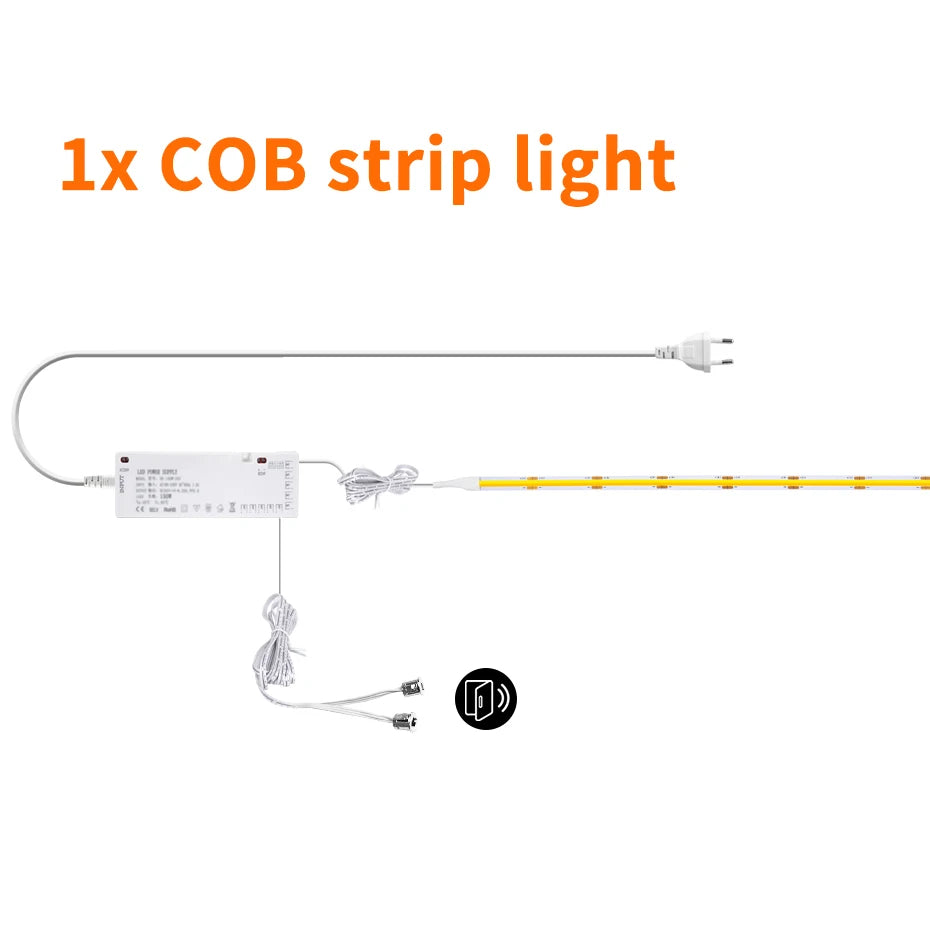 COB LED strip light set (1 strip) with controller box and power plug