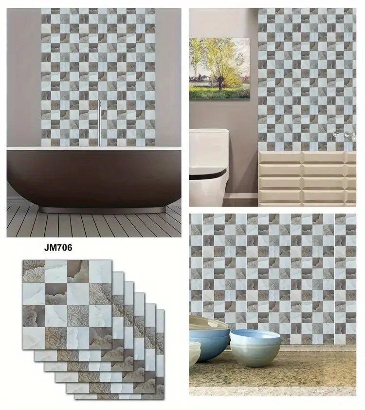 Self-Adhesive Marble Wall Tiles - Waterproof Stickers for Kitchen Backsplashes, Bathrooms, Living Rooms, Easy to Install and Rem