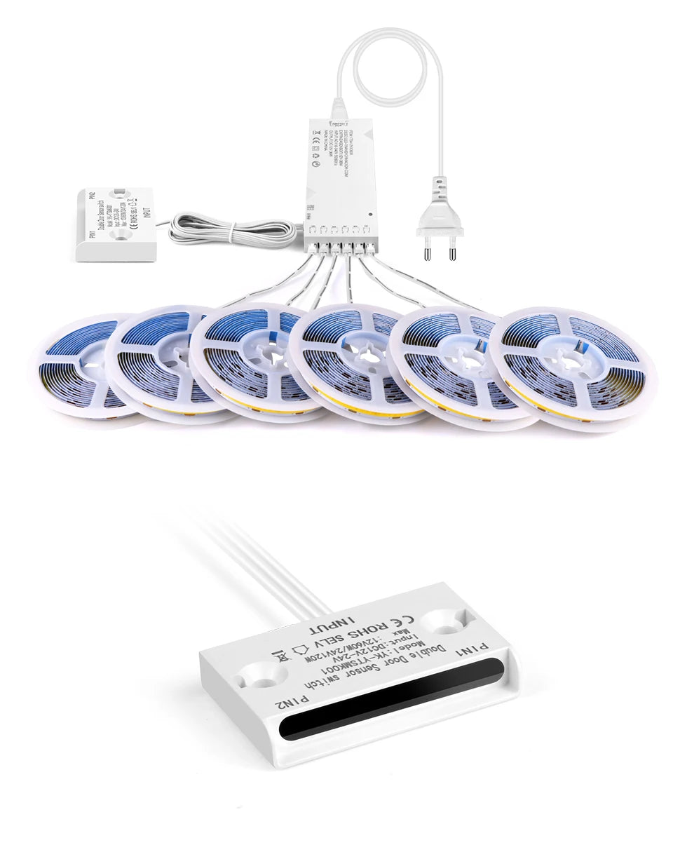 12V COB LED Strip Light Smart Double Door Sensor Switch Cabinet lights for your room Lighting Dupont LED Tape Door Open Light-ON