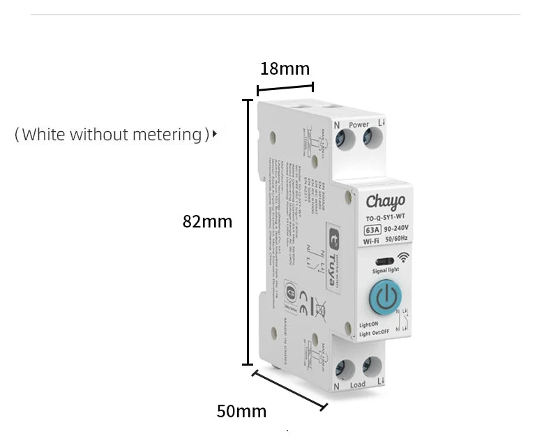 Tuya Wifi Smart Circuit Breaker Switch With Metering 63A1P Din Rail Remote Control Smart Home Smart Life App Timer Module TONGOU