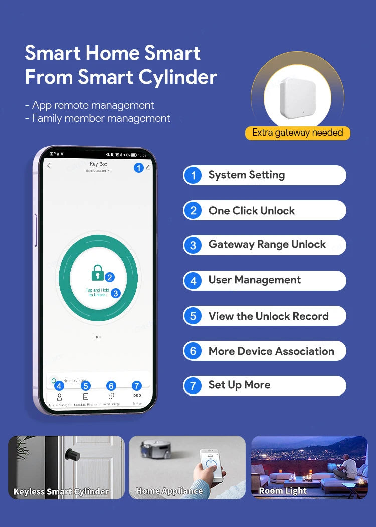 V1 Pro+ Version Adjustable TUYA or TTLock APP Fingerprint Password Digital RFID Card Cylinder Smart Door Lock for Home Hotel