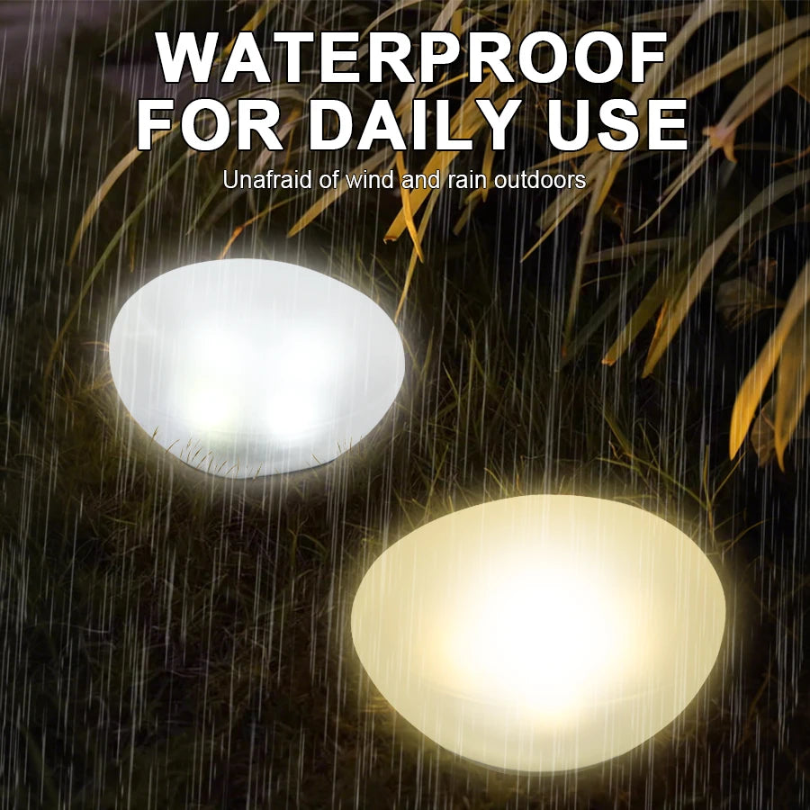 Solar Stone Light Frosted Glass Ground Lamp Outdoor Waterproof Lantern for Garden Green Light Lawn Courtyard Decorative Lamp