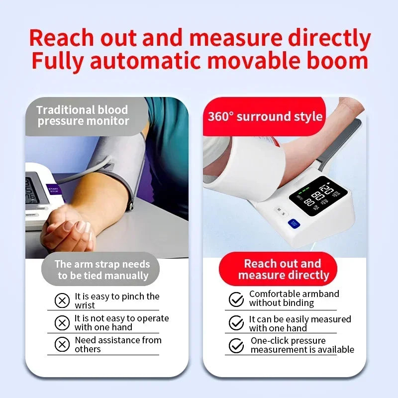 Household Medical Upper Arm Blood Pressure Monitor Foldable Arm Tunnel Blood Pressure Monitor Heart Rate Pulse Monitor
