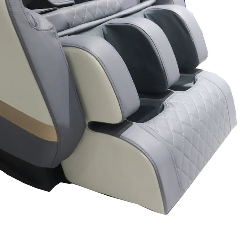 Shiatsu massage chair arm and shoulder rollers with light gray and dark gray padding