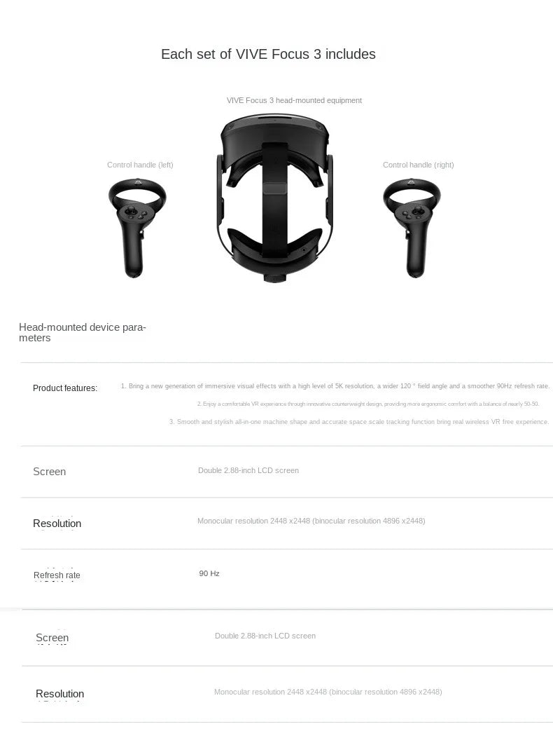 HTC Vive Focus 3 VR Headset: 5K Wireless PC VR System - Tidesmit Tidesmit