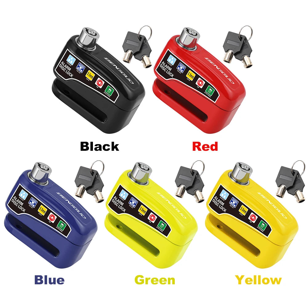 Motorcycle Alarm Wheel Disk Brake Lock with Keys Waterproof Bike Alarm Security Padlock Aluminum Alloy Bike Accessories
