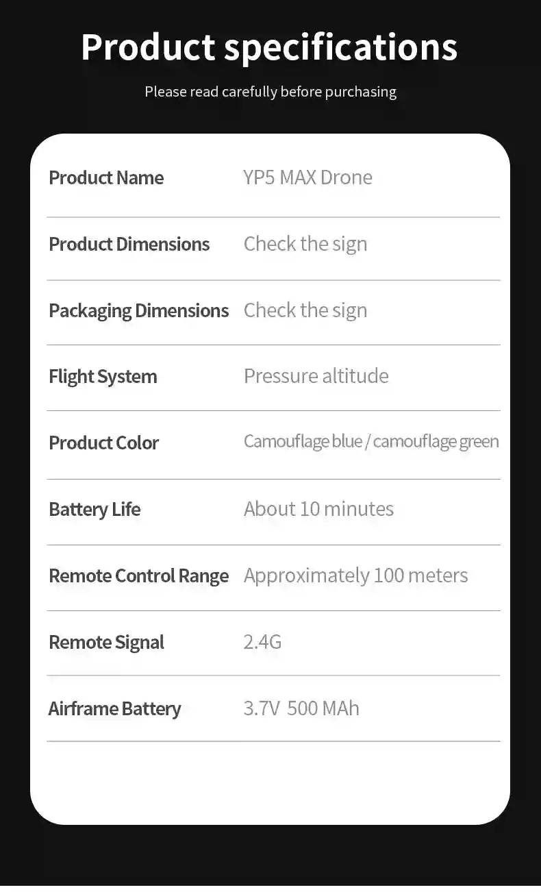 Remote Control Stunt Plane 4-Channel UAV - YP5 Stable Hover Model Tidesmit