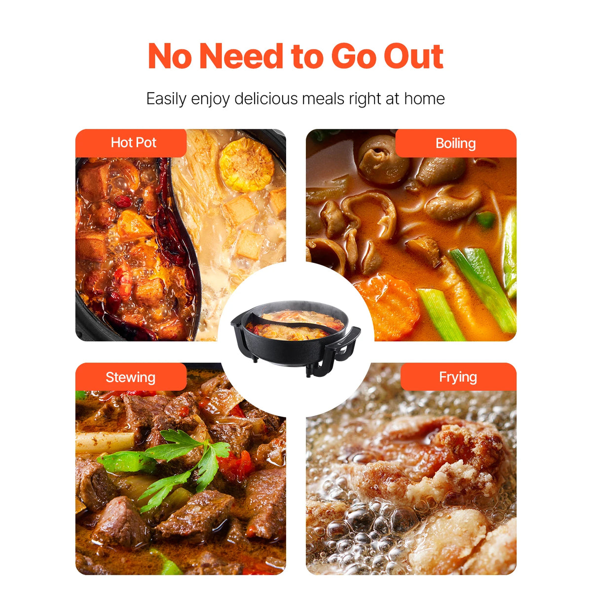 Electric hot pot with glass lid and visible cooking modes