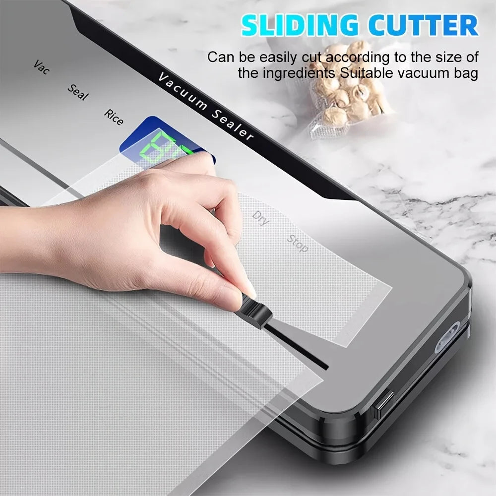 Automatic Vacuum Sealer Machine 5 Modes Dry Moist Rice Seal with Built-in Cutter, Compact One Touch Food Sealer for Sous Vide & Wet Dry Food Storage, Include 20Pcs Vacuum Sealer Bags