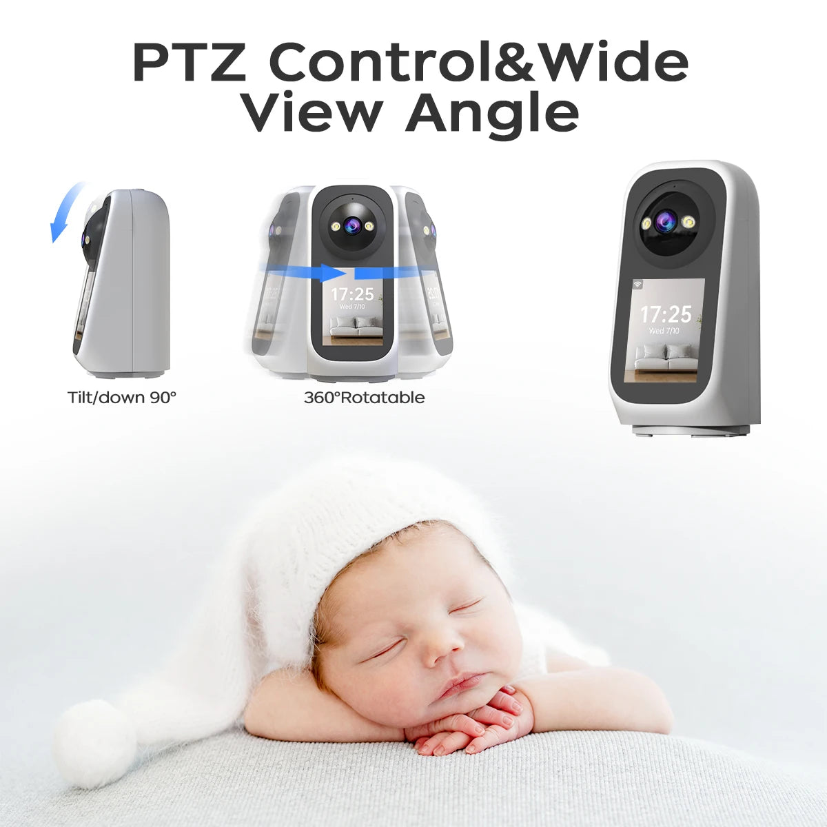 JOOAN 3MP PTZ 5G Wifi Camera HD 2.8” Touch Screen Baby Monitor Color Night Two Way Audio Wireless Smart Home Security Camera