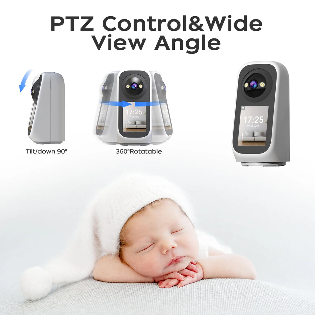 JOOAN 3MP PTZ 5G Wifi Camera HD 2.8” Touch Screen Baby Monitor Color Night Two Way Audio Wireless Smart Home Security Camera