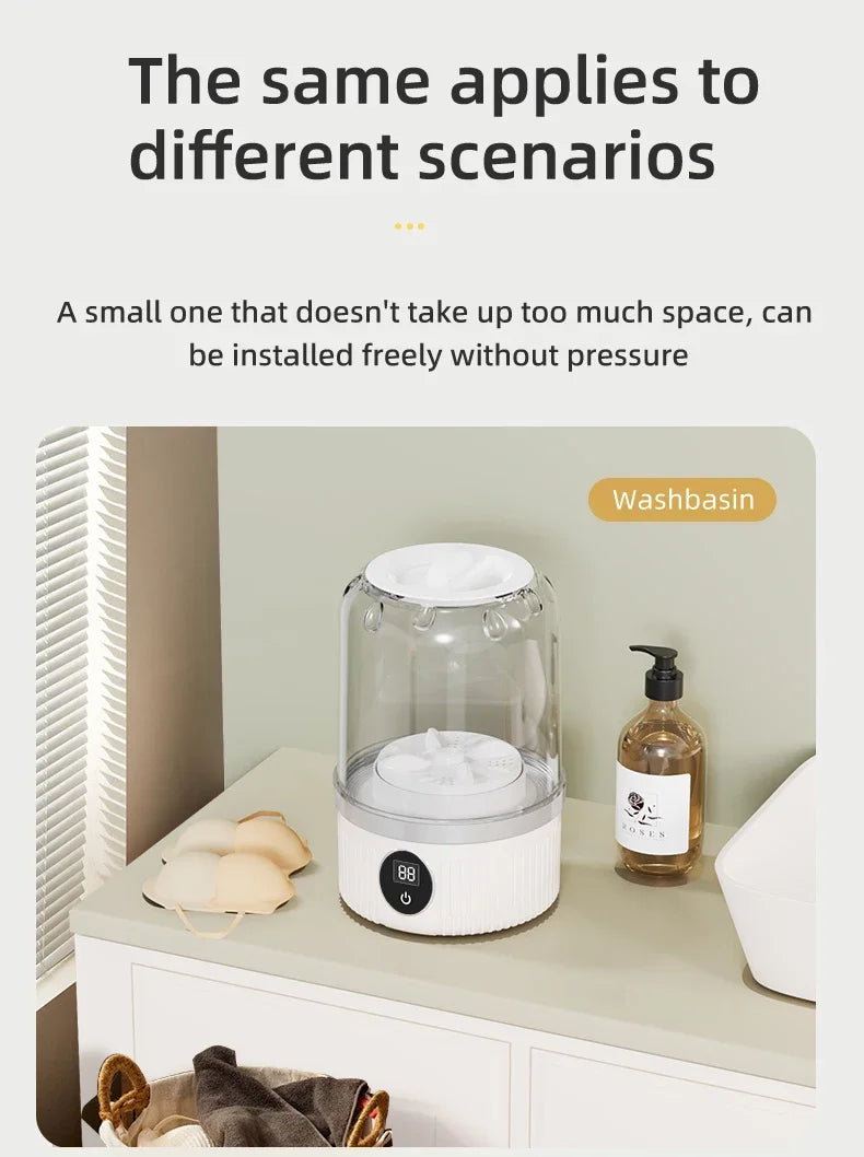 Tidesmit portable electric washing cup for underwear and socks with wireless charging for small pet clothing items