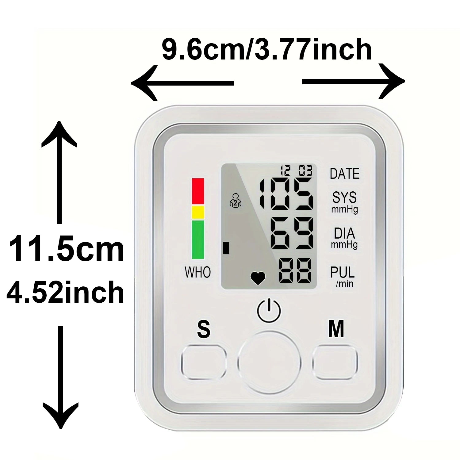 Portable Tonometer Digital Tensiometer Heart Rate Monitor Arm Blood Pressure Monitor BP Equipment Automatic Professional Medical