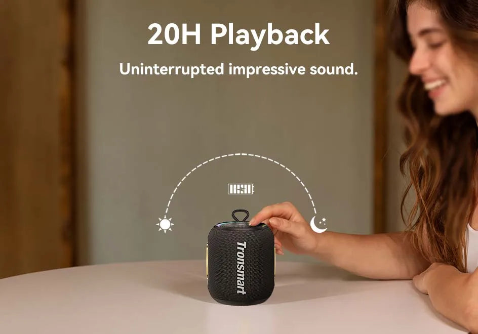 Tronsmart T8 Mini Speaker Bluetooth Speaker with 360 Degree Audio, 20H Playtime,IPX7 Waterproof, APP Control for Camping, Hiking