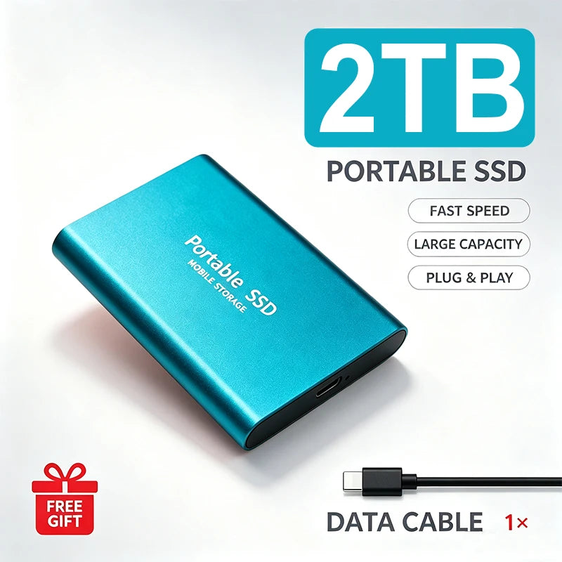 Portable External SSD 4TB High‑Speed Solid State Drive USB3.2 Type‑C Mass Storage Hard Disk 1TB 8TB 16TB for Laptop PC MAC Smart