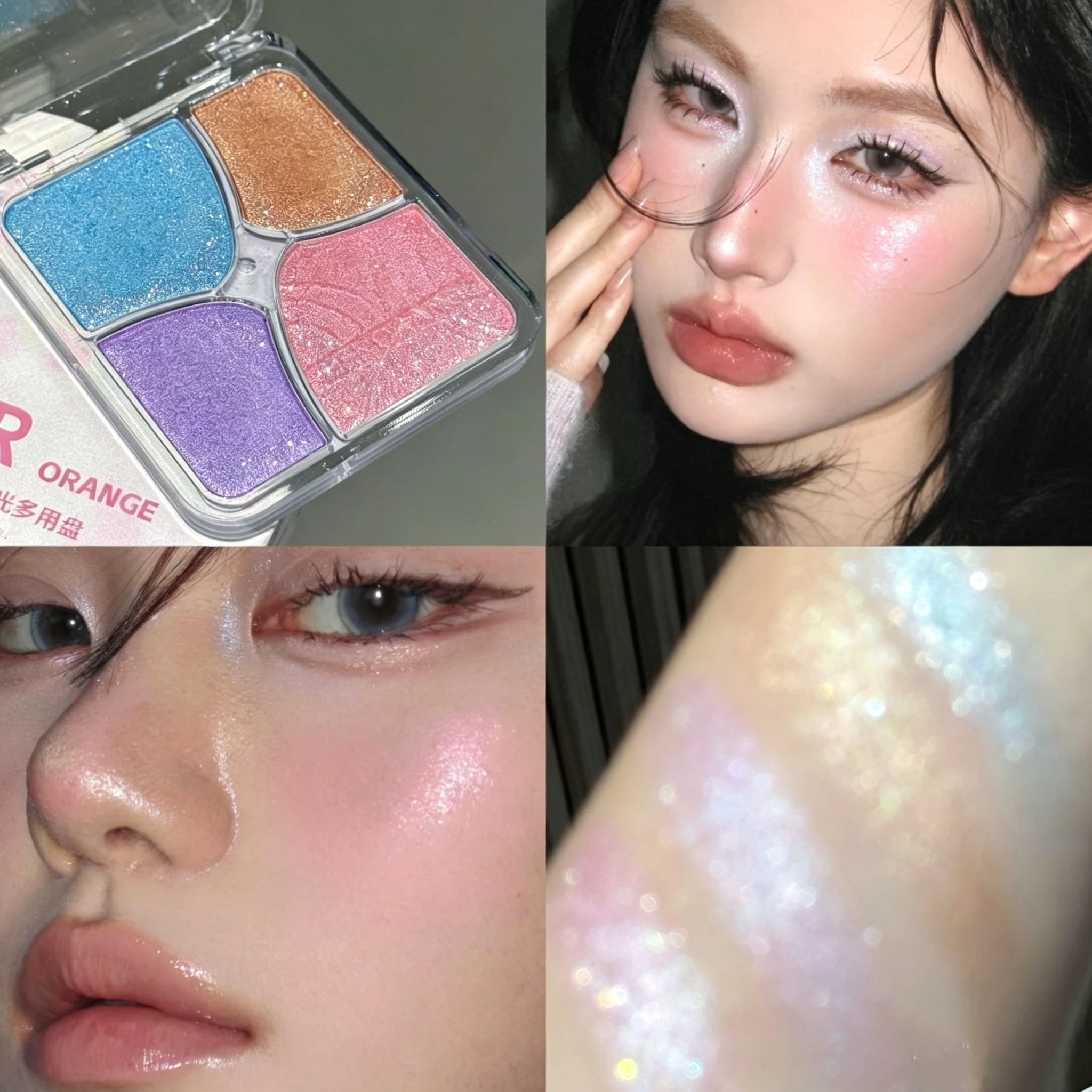 Tidesmit Herorange floral four-grid face makeup palette featuring blush highlighter and eyeshadow in matte finish