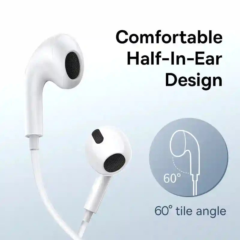 USB-C Wired Earbuds with Mic – White Noise Isolating In-Ear Headphones Tidesmit