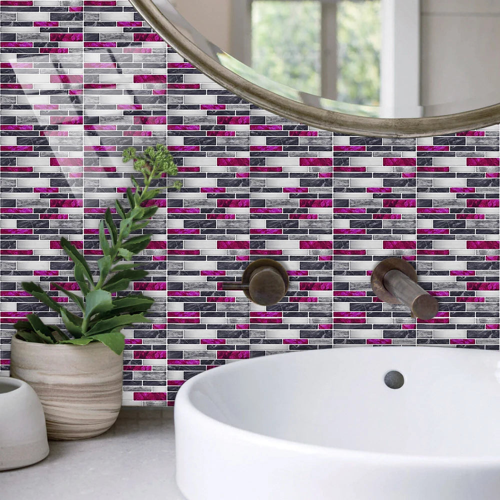 10pcs/set Flat Marble Mosaic Tiles Sticker Transfers Covers For Kitchen Bathroom Tables Peel & Stick Waterproof Art Wall Decals