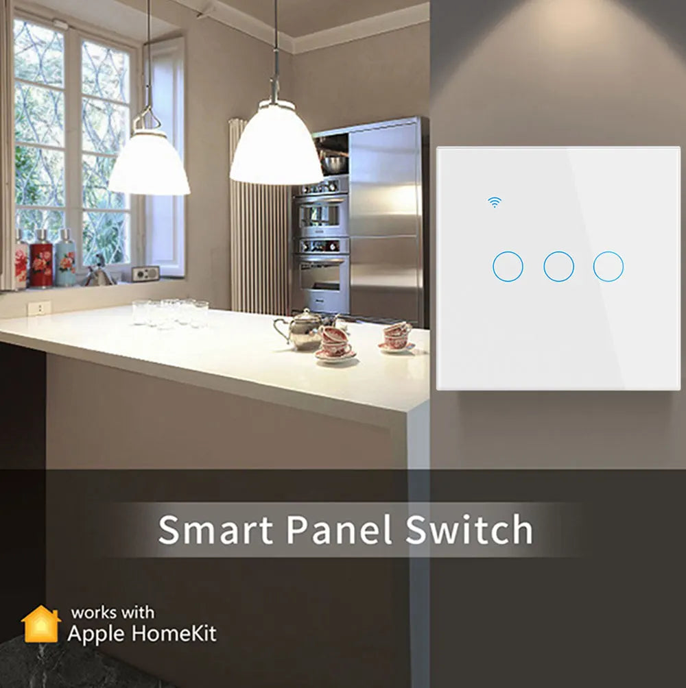 BONDA Homekit Smart Switch No Neutral EU/US WIFI Touch Sensor Light Switch Smart Google Home Alexa Siri Voice Control 220V 110V