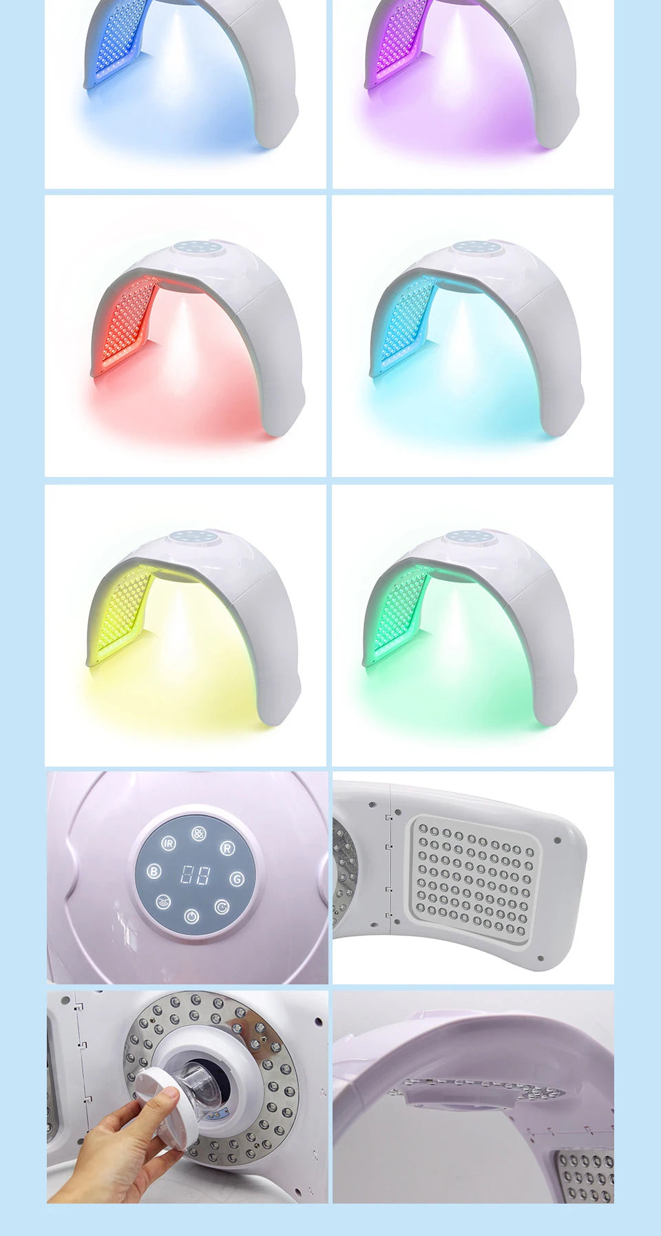 8 Colors Nano Spray LED Photon Skin Moisturizing PDT Mask Red Light Therapy Hydrotherapy Acne Wrinkle Remove Skin Care Spa Tools