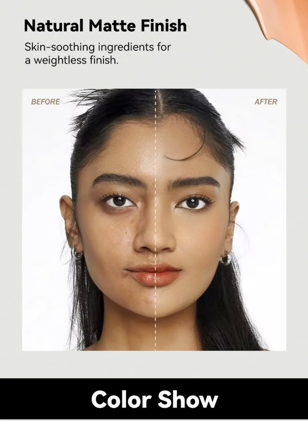 Tidesmit matte liquid foundation for oil control and long-lasting full coverage face makeup texture close-up