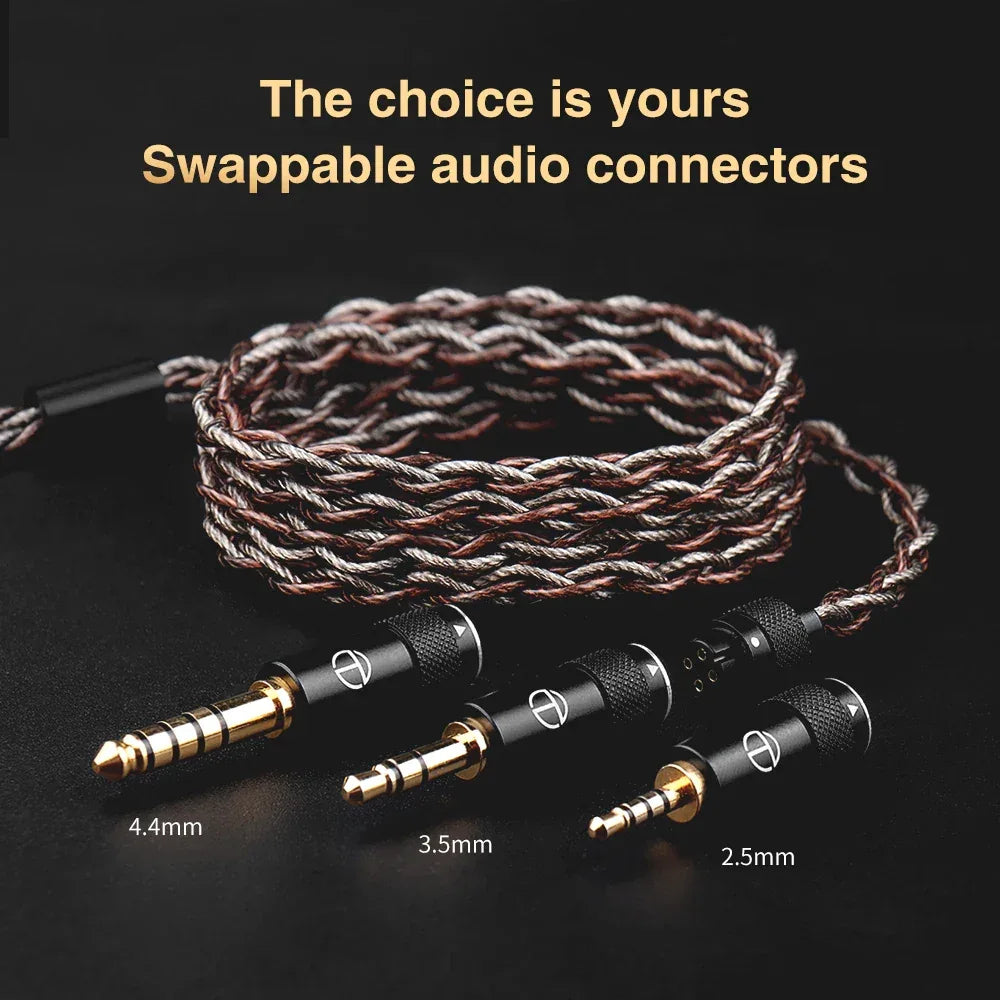Silver Plated Replacement Earphone Cable - 3-Jack Kit Tidesmit Tidesmit
