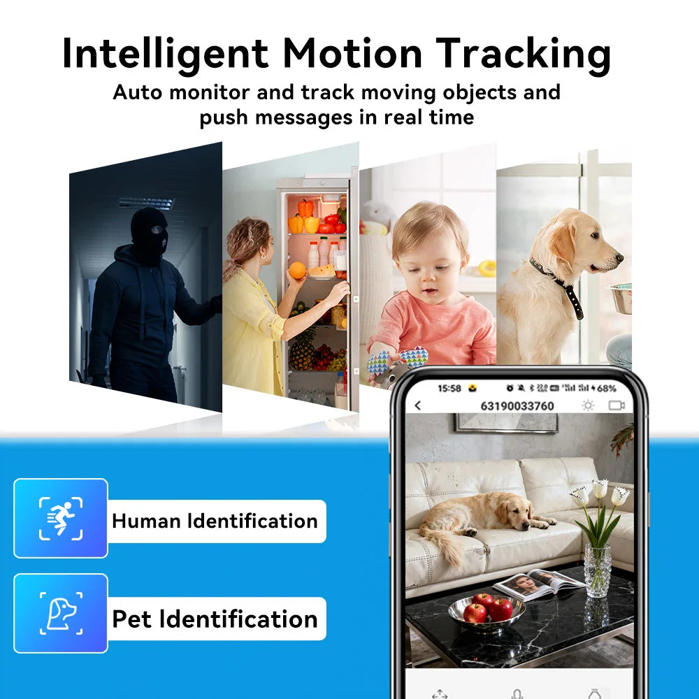 PEGATAH 2K 360° PTZ Home Security Camera Automatic Tracking AI Human Detection Night Vision Video Surveillance Monitor O-Kam Pro