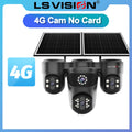LS VISION 4-Screen 12X Optical Zoom Solar Outdoor Surveillance Camera 4G SIM AOV 24/7 Video Recording Cam Ai Auto Zoom Tracking