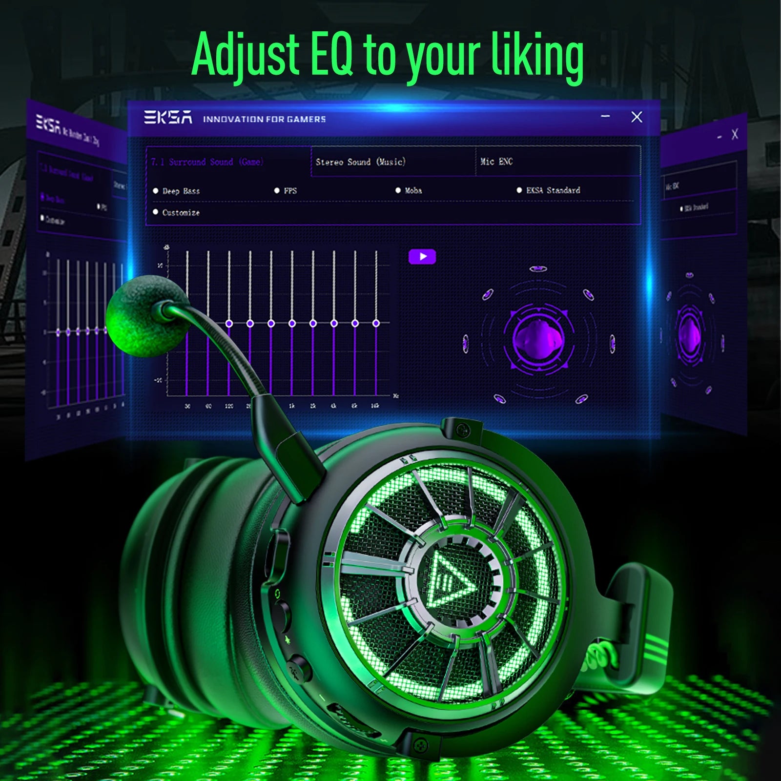 7.1 Surround Sound Gaming Headphones with ENC Mic - E5000 Pro Tidesmit