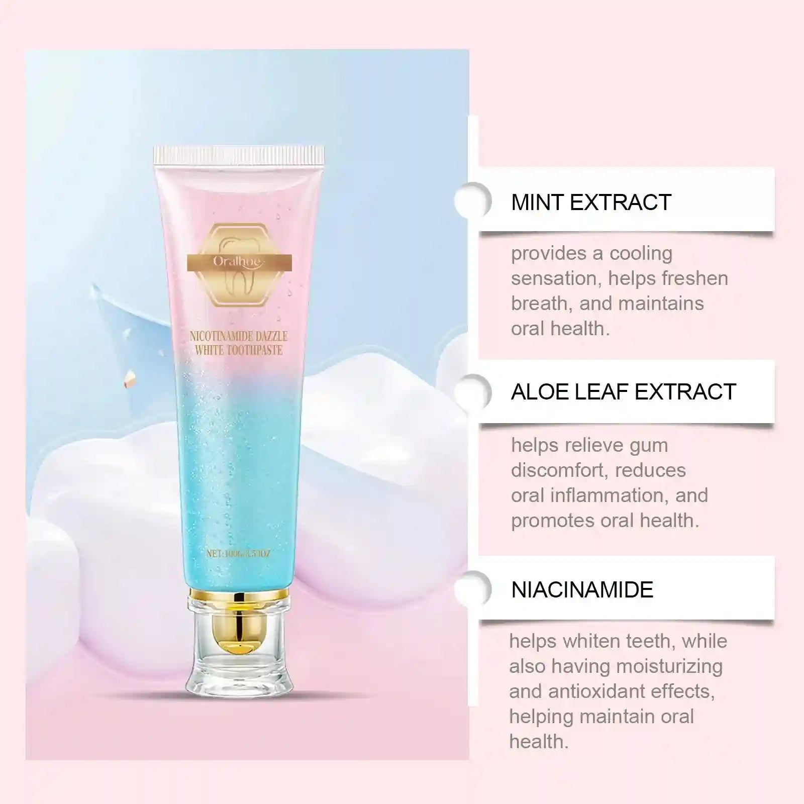 Tidesmit Nicotinamide teeth brightening toothpaste for plaque removal and fresh breath oral care 100g