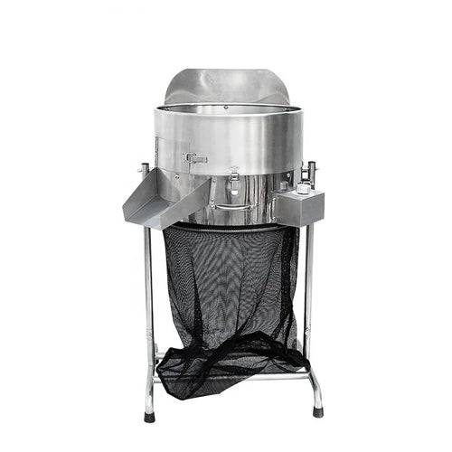 Electric automatic bud and leaf trimmer with stainless steel drum and black mesh bag