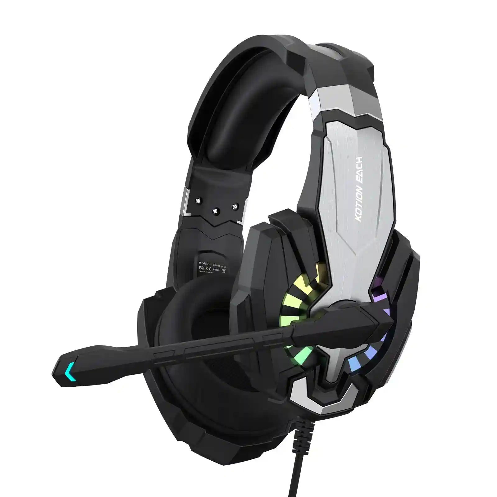 Wired Gaming Headphones With Mic - Over-Ear Noise Cancelling Black/White black Tidesmit