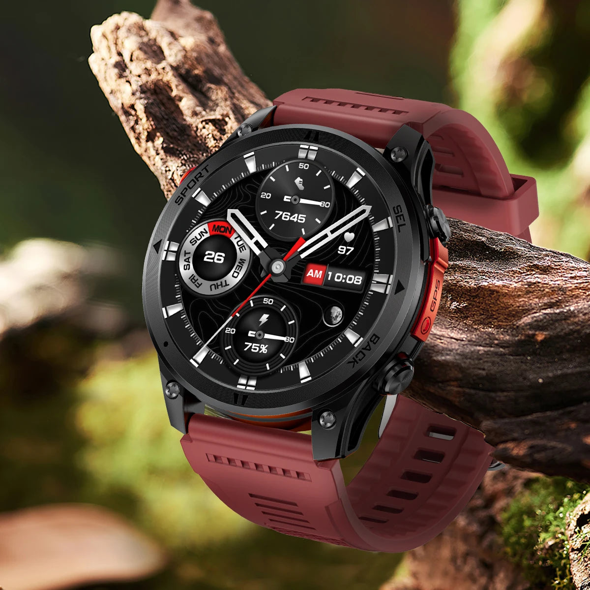 LIGE New Global Hiking Smart Watch 1.46''HD Screen 530mAh Battery GPS Path Track Outdoor Sport Fitness Waterproof Smartwatch Men