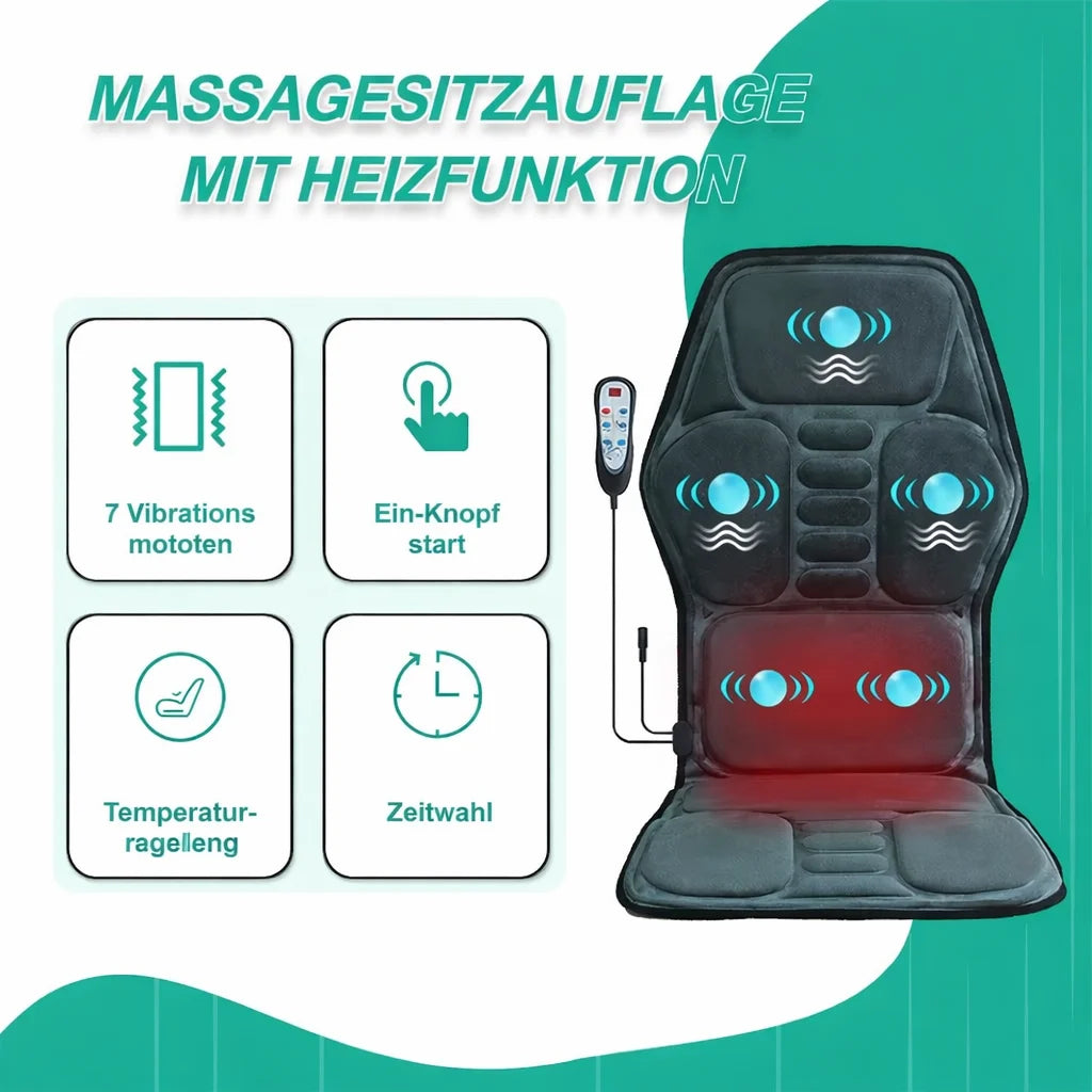 Massage Seat Cushion with Heat & Vibration - Portable Muscle Relief Massage Cushion Tidesmit