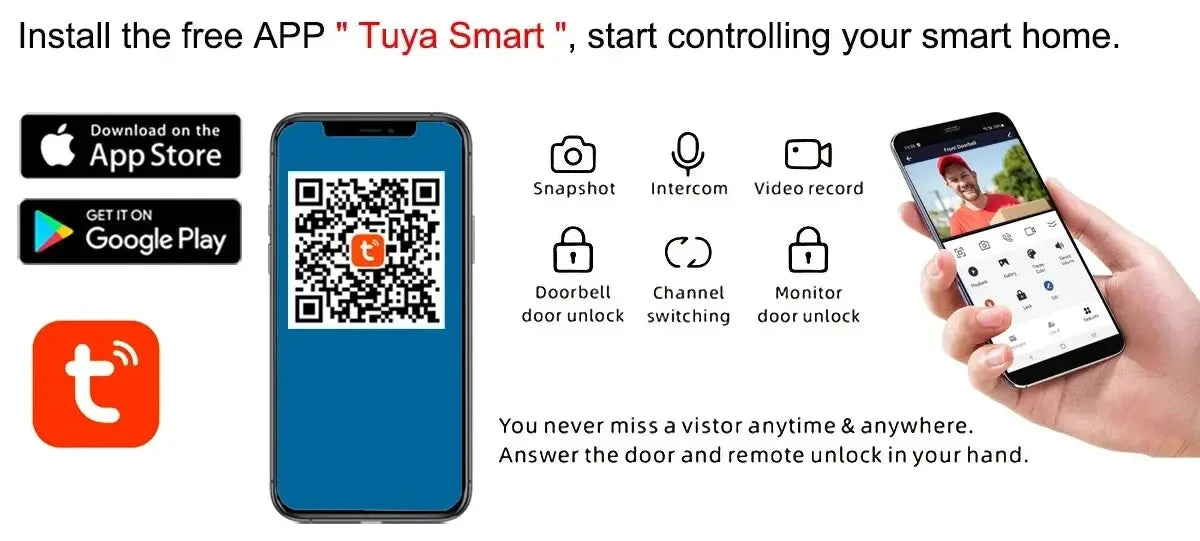 Tuya Wifi 7inch 4 Wires Video Doorbell HD Monitor RFID Metal IR Camera Visual Intercom Two-way Audio APP Unlock Video Door Phone